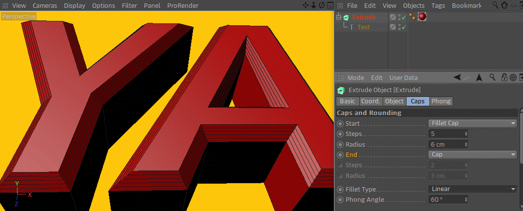 How to Create 3D Text in Cinema 4D - Fillet Types.gif