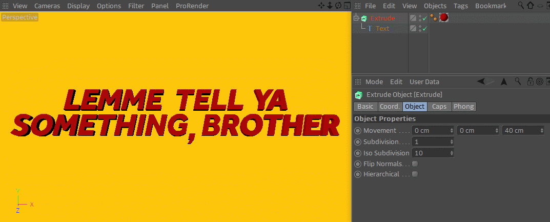How to Create 3D Text in Cinema 4D - Extrude Depth.gif