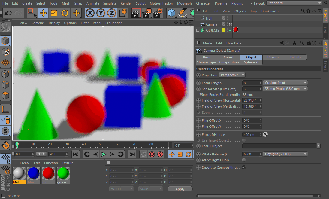 Working with Cameras in Cinema 4d - focus object.gif