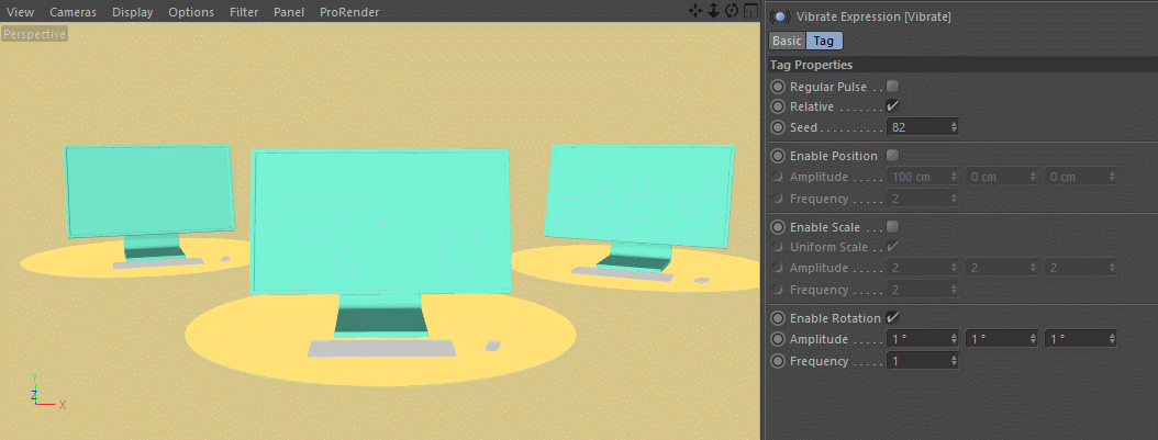Working with Cameras in Cinema 4d - vibrate tag.gif