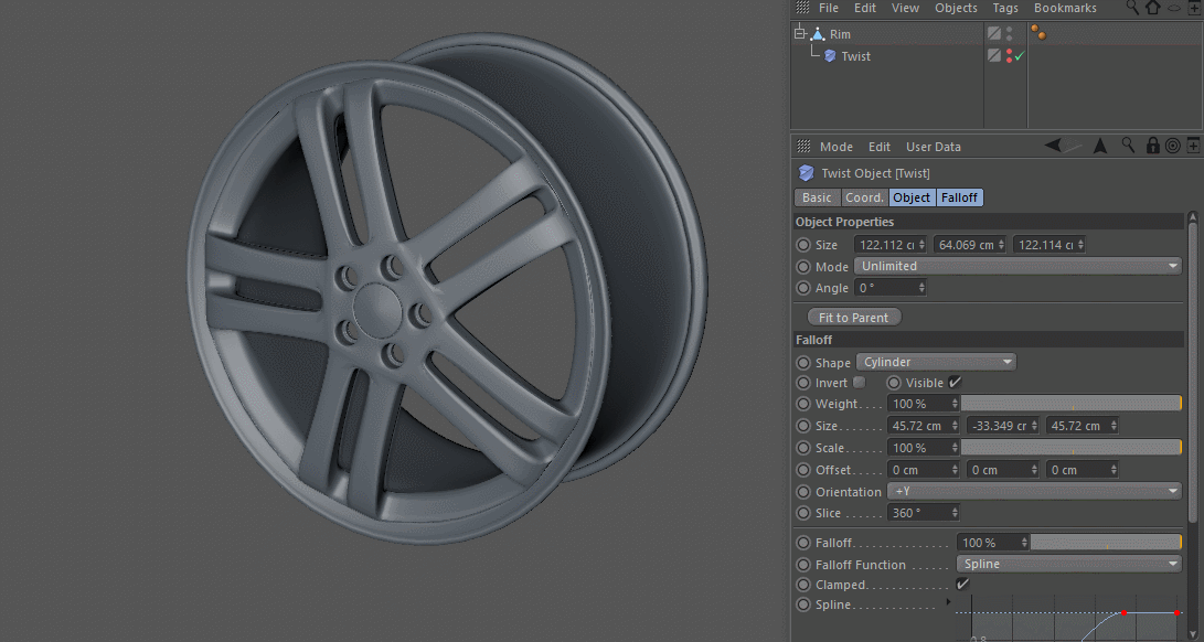 Modeling Tips in Cinema 4D - falloff modeling twist.gif