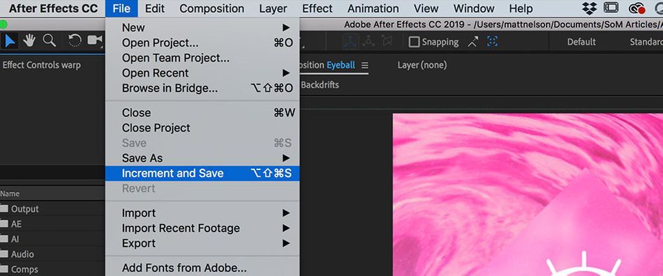 rename shortcut after effects