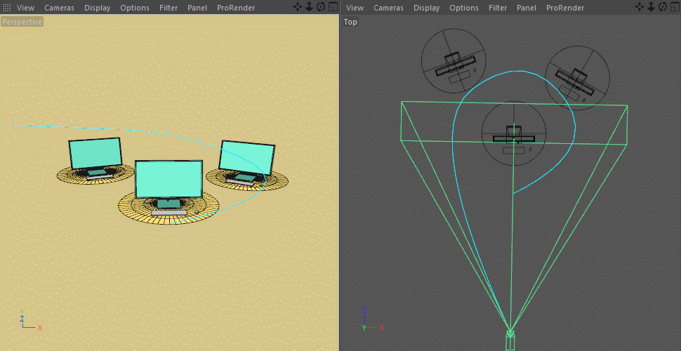 Working with Cameras in Cinema 4d - spline rig.gif