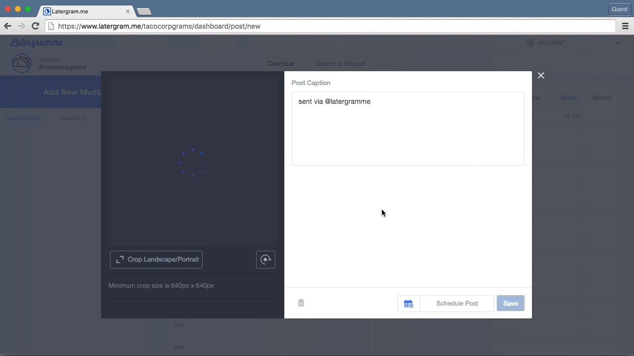 latergram instagram scheduling motion design.gif